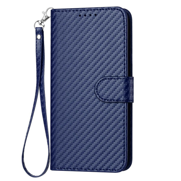 For OPPO A8 / A31 YX0070 Carbon Fiber Buckle Leather Phone Case with Lanyard(Royal Blue)