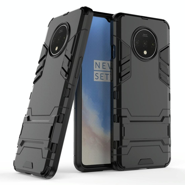 OnePlus 7T Shockproof PC + TPU Protective Case with Holder(Black)