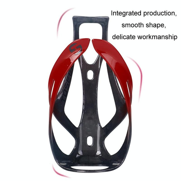 TOSEEK Outdoor Cycling Carbon Fiber Open Water Bottle Cage, Color: Red Glossy