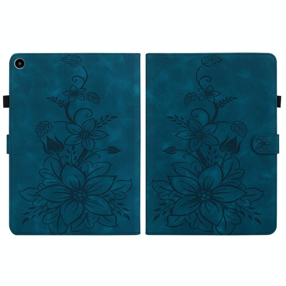 For Huawei MatePad SE 10.4 Lily Embossed Leather Tablet Case(Dark Blue)