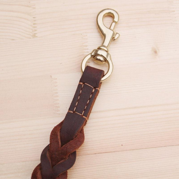 1.8x50cm Leather Pet Leash Short Pull Rope Dog Chain(Coffee)