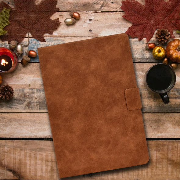 For iPad Pro 11 2024 Cowhide Texture Leather Smart Tablet Case(Brown)