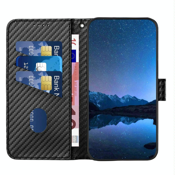 For Xiaomi Redmi A3 Plus YX0070 Carbon Fiber Buckle Leather Phone Case with Lanyard(Black)