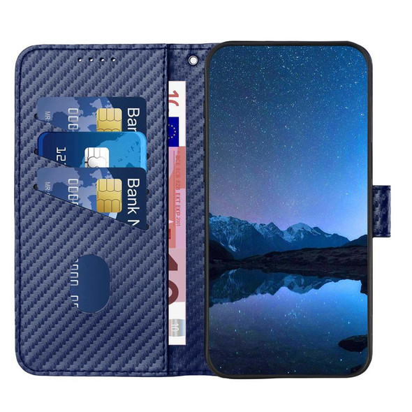 For Samsung Galaxy A71 5G YX0070 Carbon Fiber Buckle Leather Phone Case with Lanyard(Royal Blue)