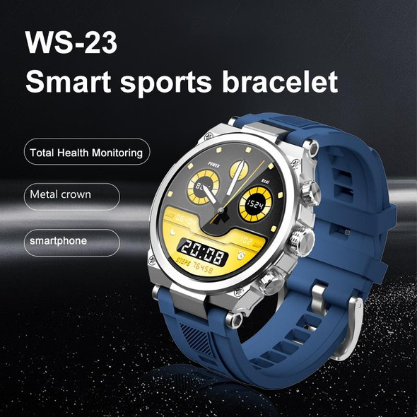 WS-23 1.52 inch IP67 Sport Smart Watch, Support Bluetooth Call / Sleep / Blood Oxygen / Heart Rate / Blood Pressure Health Monitor(Silver+Blue)