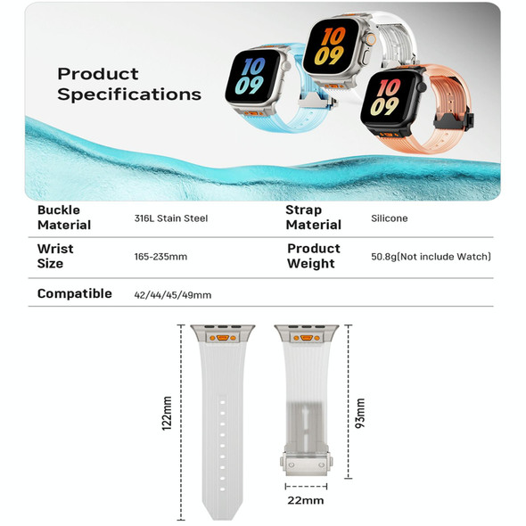 For  Apple Watch Series 4 44mm Transparent Silicone Watch Band(Titanium Transparent)