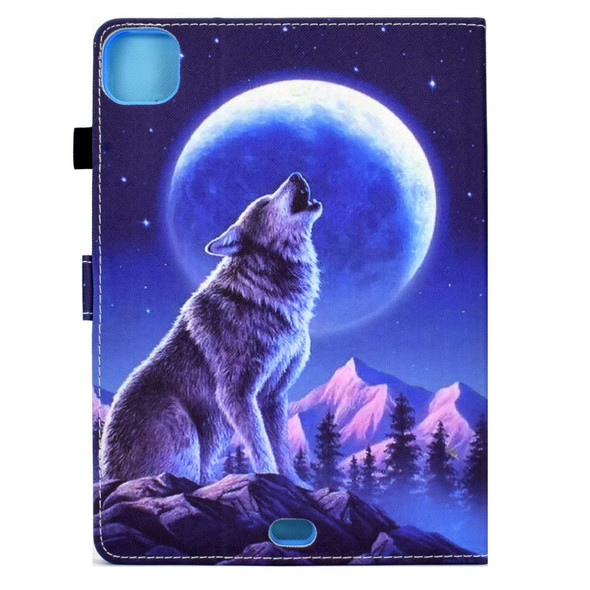 For iPad Pro 11 2024 Painted Stitching Smart Leather Tablet Case(Night Wolf)