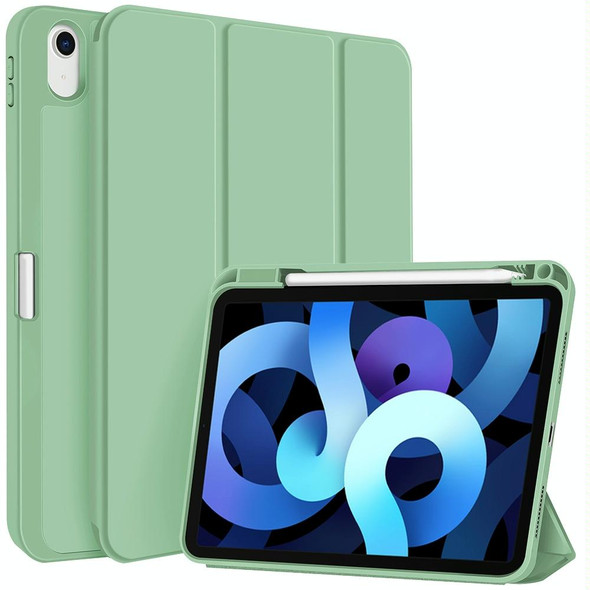 For iPad Air 5 / 4 3-fold TPU Smart Leather Tablet Case with Pen Slot(Green)