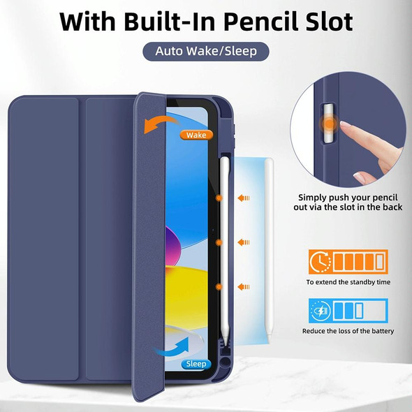 For iPad Air 5 / 4 3-fold TPU Smart Leather Tablet Case with Pen Slot(Royal Blue)