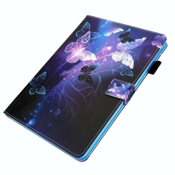 For iPad Pro 11 2024 Colored Drawing Leather Smart Tablet Case(Purple Butterflies)