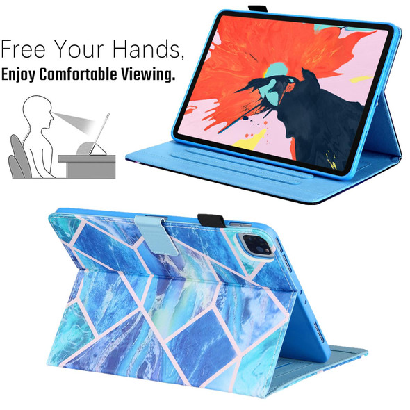 For iPad Pro 11 2024 Colored Drawing Leather Smart Tablet Case(Blue Grid)
