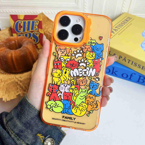 For iPhone 14 Colorful Wave Circle Creative Pattern Phone Case(Orange Animals)
