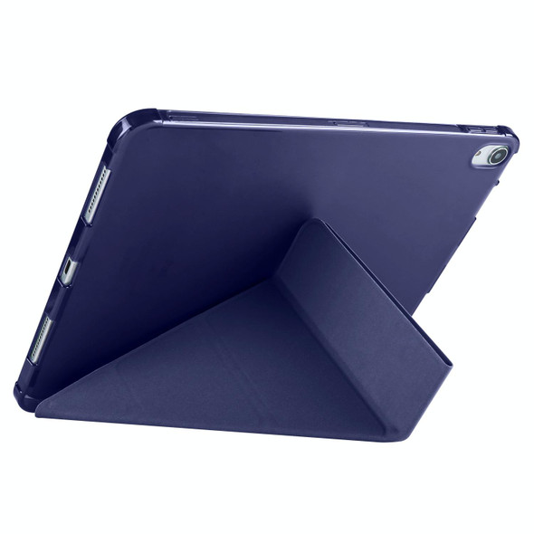 For iPad Pro 13 2024 Multi-folding TPU Leather Smart Tablet Case with Pen Slot(Dark Blue)