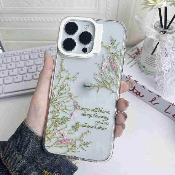 For iPhone 15 Colorful Wave Circle Creative Pattern Phone Case(White Flower)