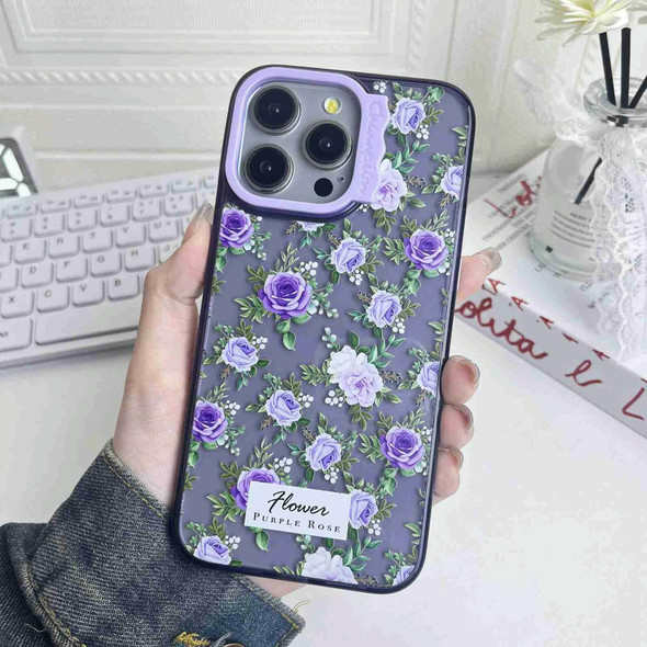For iPhone 13 Colorful Wave Circle Creative Pattern Phone Case(Purple Flower)