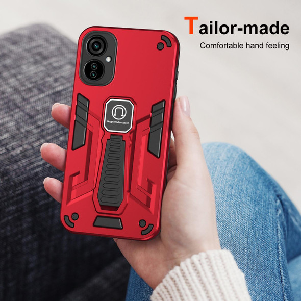 For Tecno Camon 19 Neo 2 in 1 Shockproof Holder Phone Case(Red)