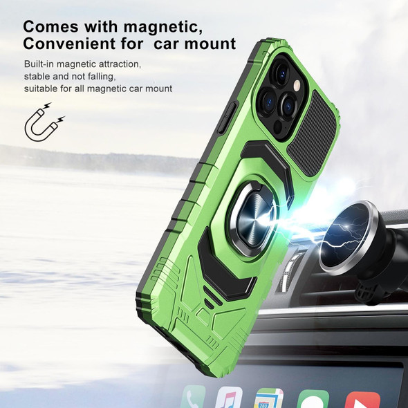 For iPhone 14 Pro Max Magnetic Ring Holder Phone Case(Green)