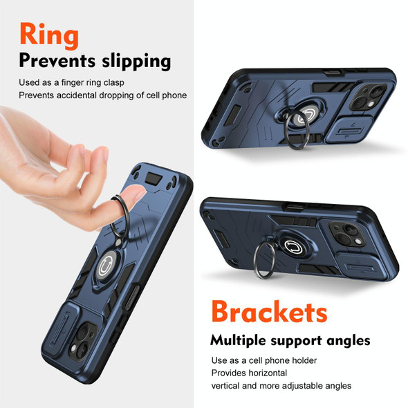 For iPhone 13 Camshield Ring Holder Phone Case(Royal Blue)