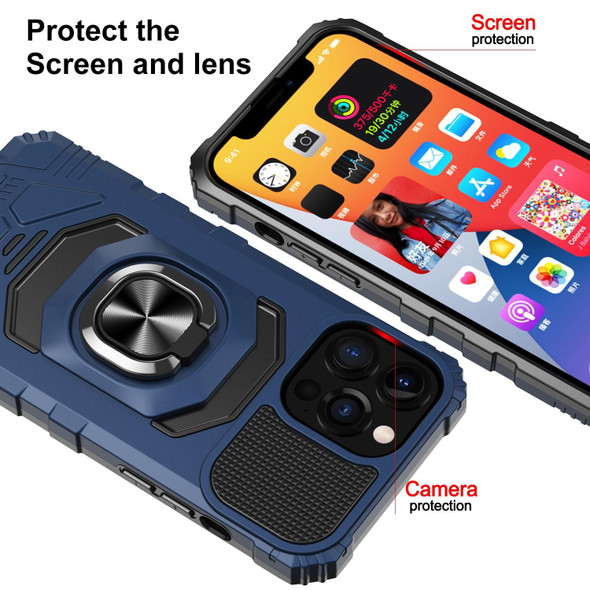 For iPhone 14 Pro Max Magnetic Ring Holder Phone Case(Blue)