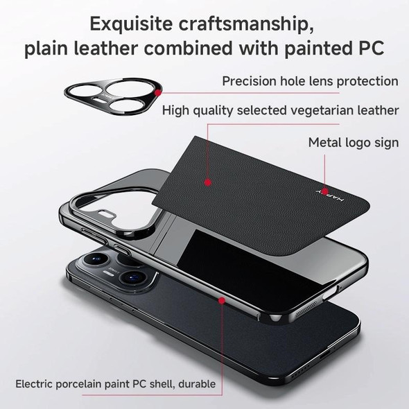 For Huawei Pura 70 Pro / Pura 70 Pro+ Plain Leather Electroplated PC Frame Phone Case(Orange)