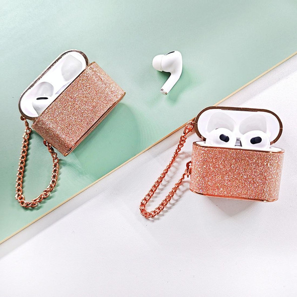 For AirPods Pro 2 Cylindrical Glitter Leather Texture Bluetooth Earphone Protective Case(Rose Gold)