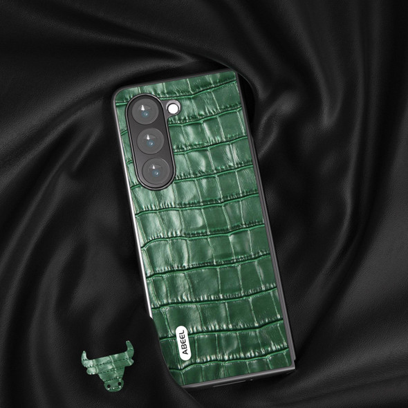 For Samsung Galaxy Z Fold6 ABEEL Crocodile Texture Genuine Leather Phone Case(Green)