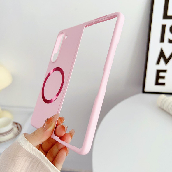 For Samsung Galaxy Z Fold6 Skin Feel Magsafe Magnetic Shockproof PC Phone Case(Pink)