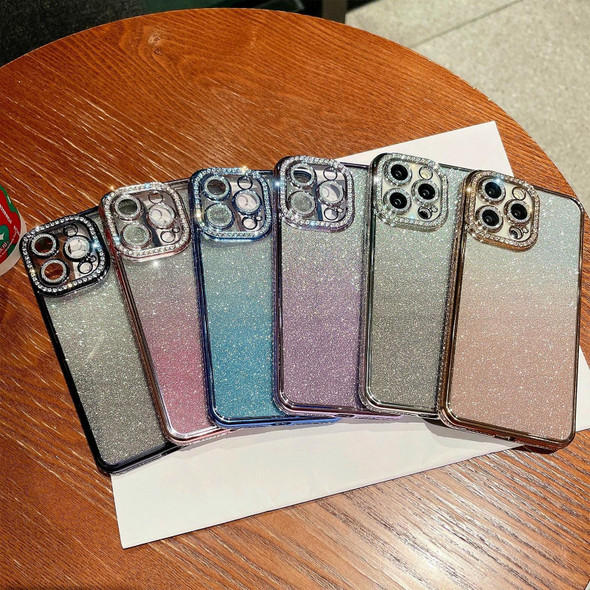 For iPhone 13 Diamond Gradient Glitter TPU Phone Case(Gradient Blue)