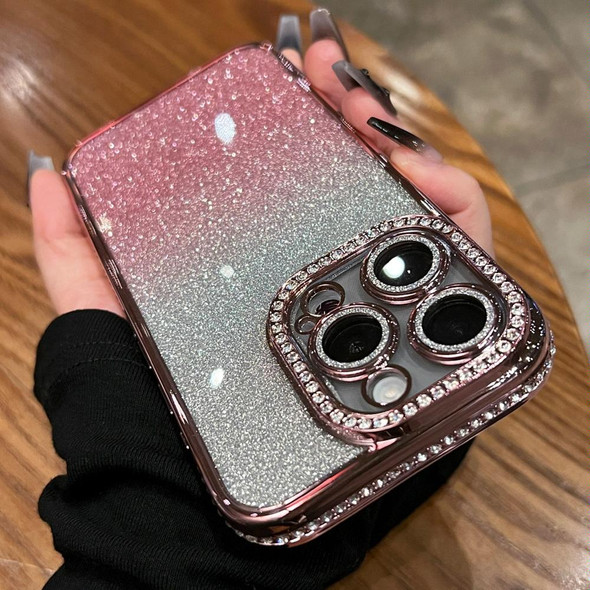 For iPhone 15 Diamond Gradient Glitter TPU Phone Case(Gradient Purple)