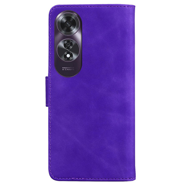 For OPPO A60 4G Skin Feel Pure Color Flip Leather Phone Case(Purple)