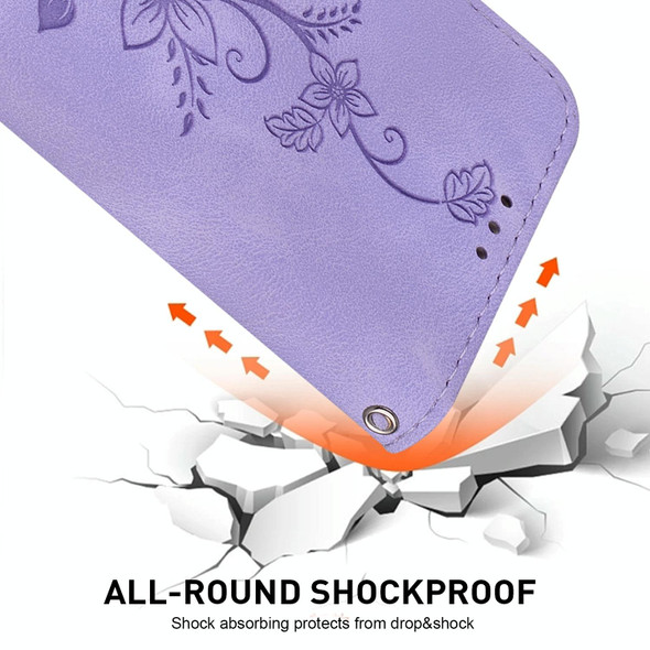 For Motorola Edge 50 Pro Lily Embossed Leather Phone Case(Purple)