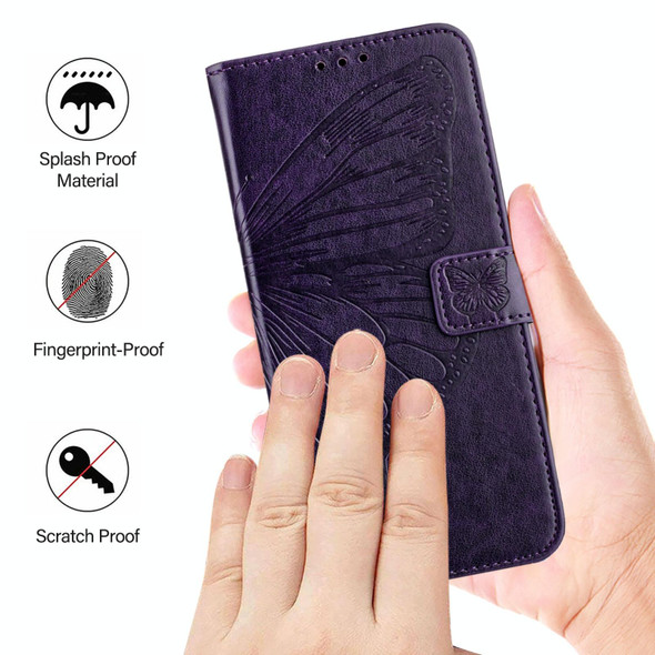 For OnePlus Nord CE4 Embossed Butterfly Leather Phone Case(Dark Purple)