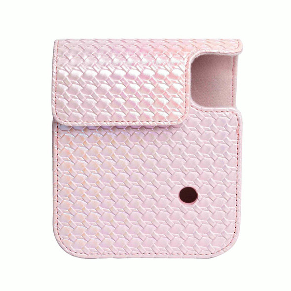 For FUJIFILM instax mini 12 Colorful Woven Leather Case Full Body Camera Bag + Photo Album with Strap (Pink)