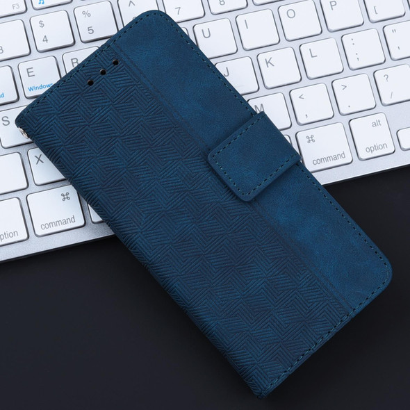 For Motorola Edge 50 Pro Geometric Embossed Leather Phone Case(Blue)