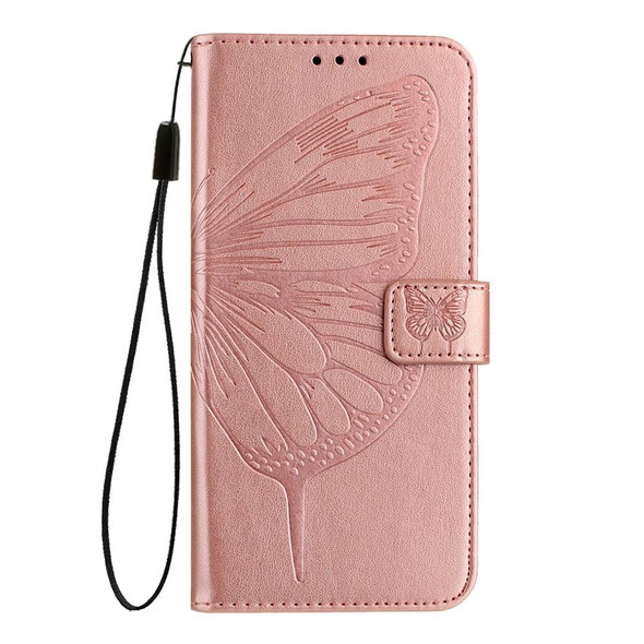 For Motorola Edge 2022 / Edge+ 5G UW 2022 Embossed Butterfly Leather Phone Case(Rose Gold)