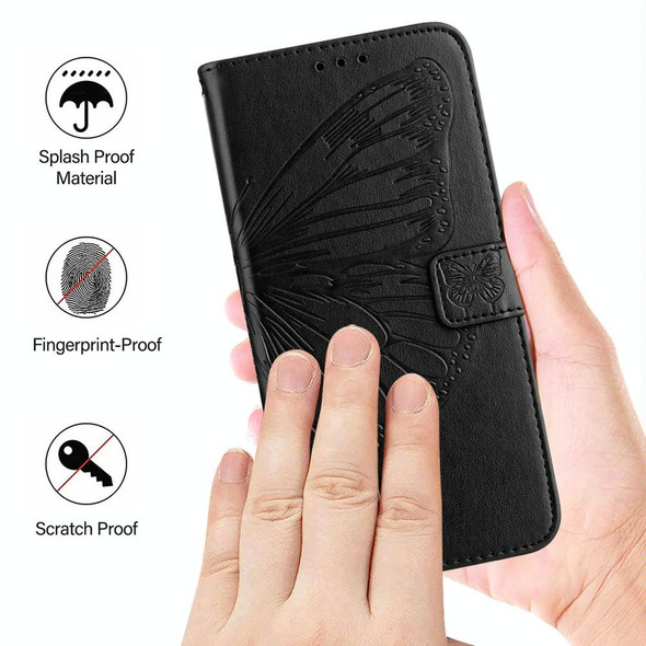 For Motorola Edge 2022 / Edge+ 5G UW 2022 Embossed Butterfly Leather Phone Case(Black)