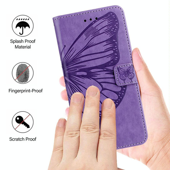 For Motorola Edge 40 5G Global/Edge 2023 US Embossed Butterfly Leather Phone Case(Purple)