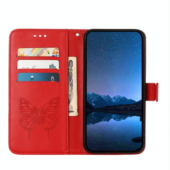 For Motorola Edge 2022 / Edge+ 5G UW 2022 Embossed Butterfly Leather Phone Case(Red)