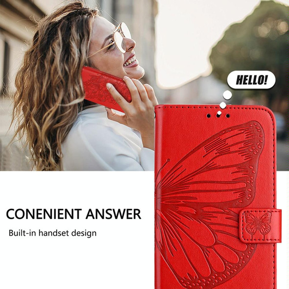 For Motorola Edge 30 Neo Embossed Butterfly Leather Phone Case(Red)