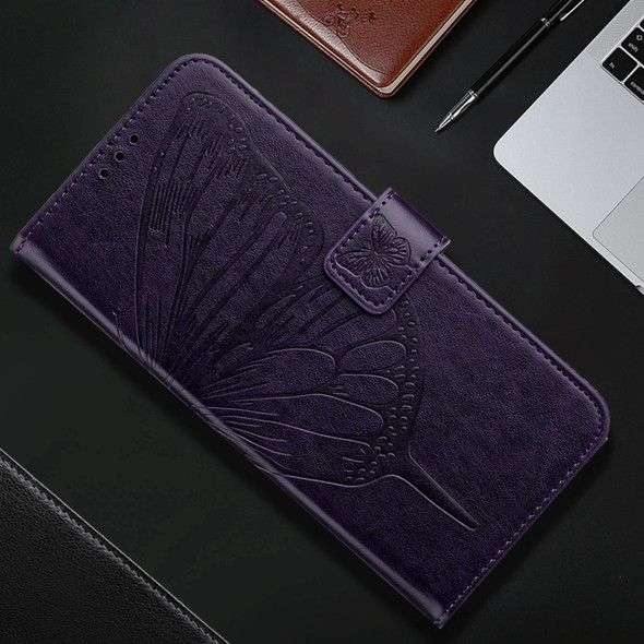 For OPPO A36 4G/A76 4G/A96 4G/K10 4G Embossed Butterfly Leather Phone Case(Dark Purple)