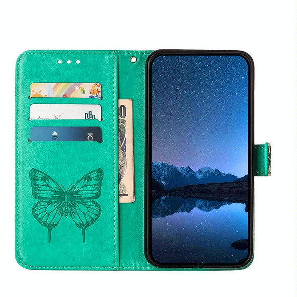 For Google Pixel 5a 5G Embossed Butterfly Leather Phone Case(Green)