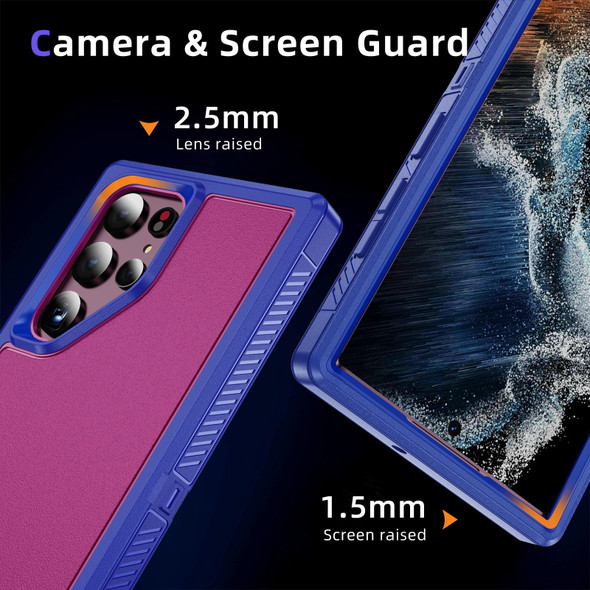 For Samsung Galaxy S22 Ultra 5G Guard Life Waterproof Frosted Phone Case(Blue+Rose Red)