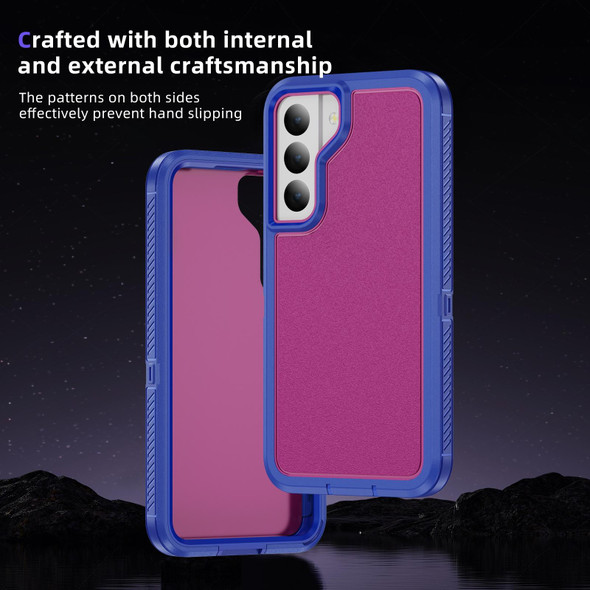 For Samsung Galaxy S22+ 5G Guard Life Waterproof Frosted Phone Case(Blue+Rose Red)