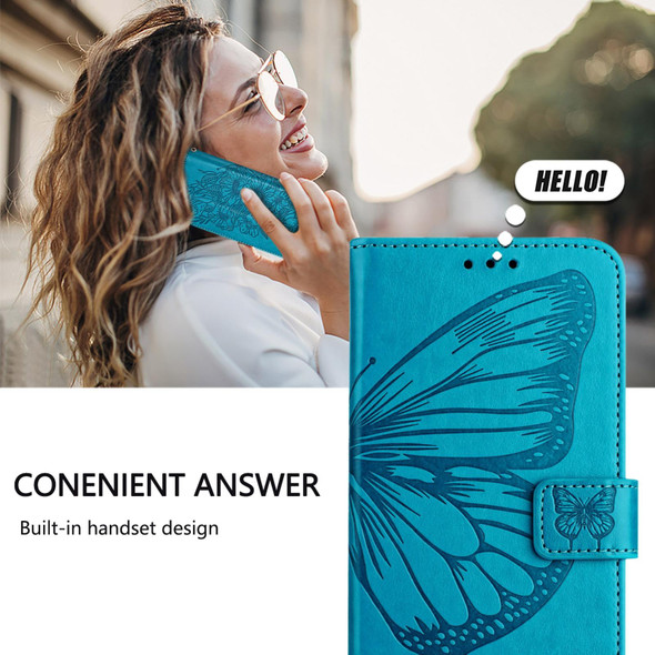 For Realme 11 4G Global Embossed Butterfly Leather Phone Case(Blue)