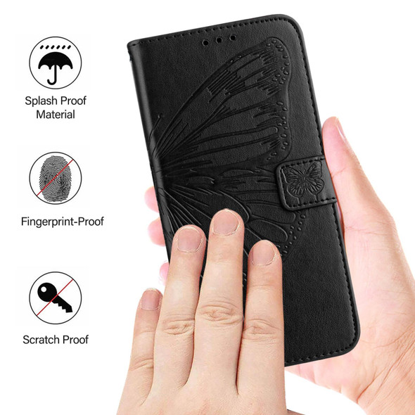 For Realme 10T 5G / 10s 5G / 9i 5G India Embossed Butterfly Leather Phone Case(Black)