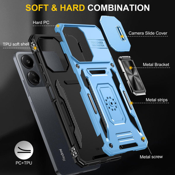 For Xiaomi Poco X6 Pro/Redmi K70E Armor PC + TPU Camera Shield Phone Case(Light Blue)