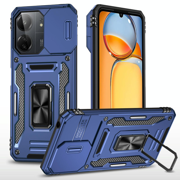 For Xiaomi Poco C65/Redmi 13C Armor PC + TPU Camera Shield Phone Case(Navy Blue)