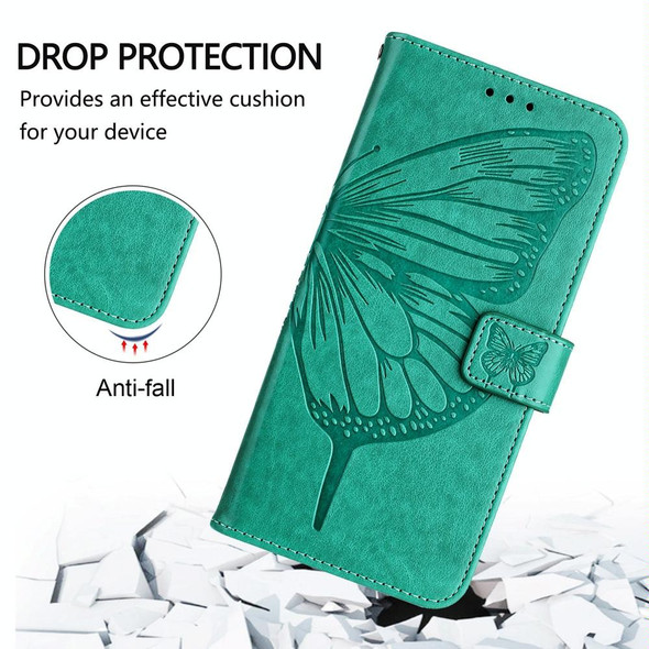For TCL 403 Embossed Butterfly Leather Phone Case(Green)