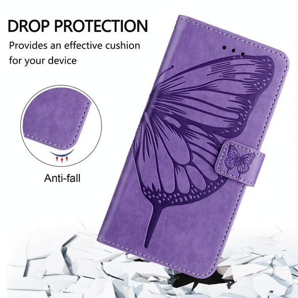 For TCL 40 SE Embossed Butterfly Leather Phone Case(Light Purple)