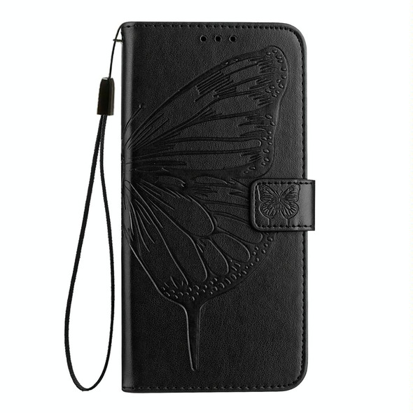 For TCL 40 R 5G Embossed Butterfly Leather Phone Case(Black)